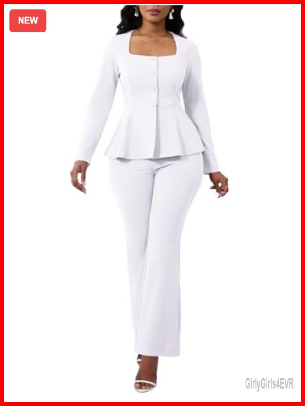 Women's 2 Piece Pantsuit Set Business Casual Blazer & Flare Pants